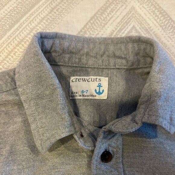 Crewcuts Boys Gray Button-Up Shirt with Brown Elbow Patches - Size 6/7 - Picture 2 of 7